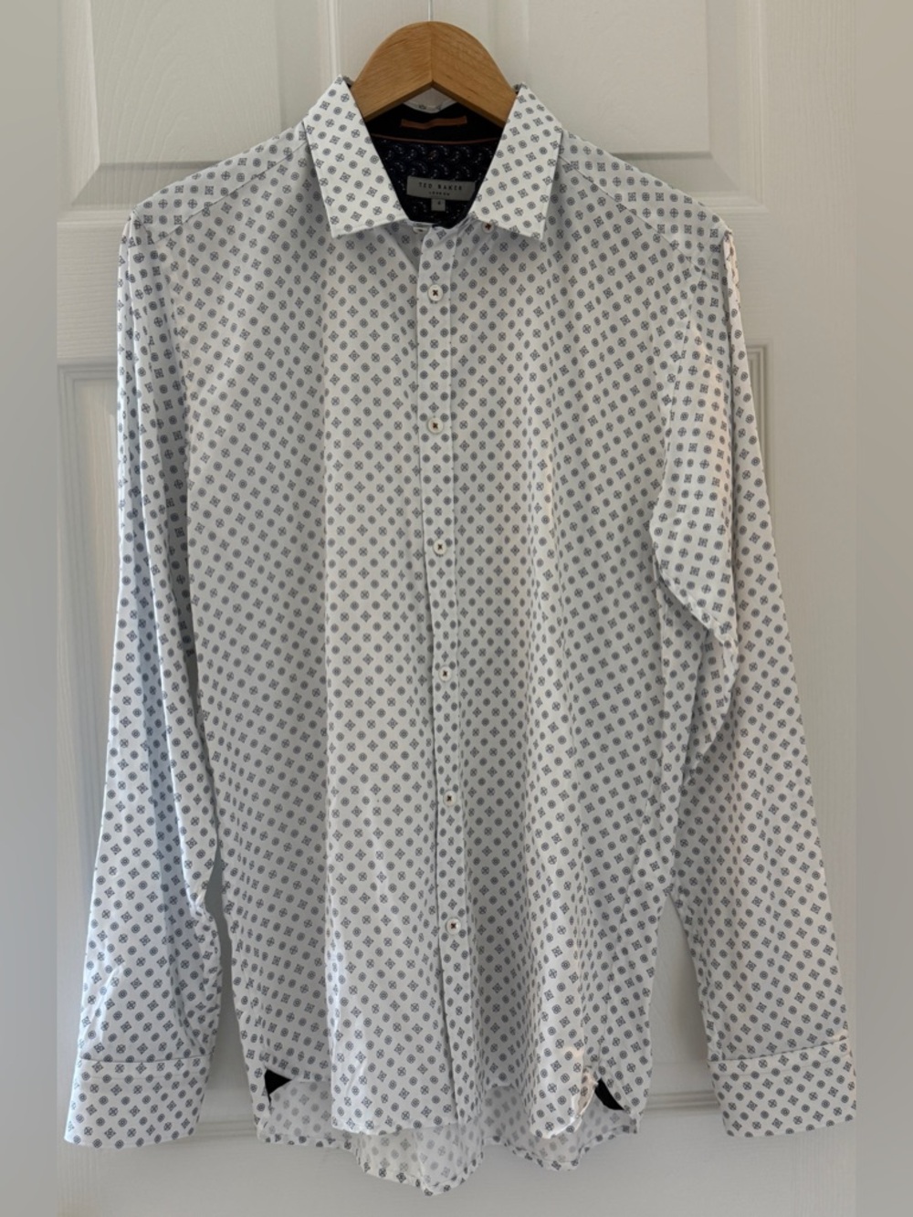 NEW* Ted Baker London 🇬🇧Men’s Fitted Floral Button-down Shirt 4 NWOT White Blue